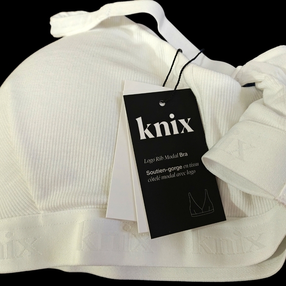 Knix Logo Rib Modal Bralette Size XXL+ White Wireless Bralette - Picture 7 of 14